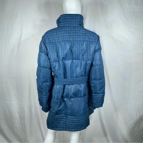 a.n.a Dark Teal Plaid Feather Down Filled Long Length Coat w/Belt - Picture 5 of 9